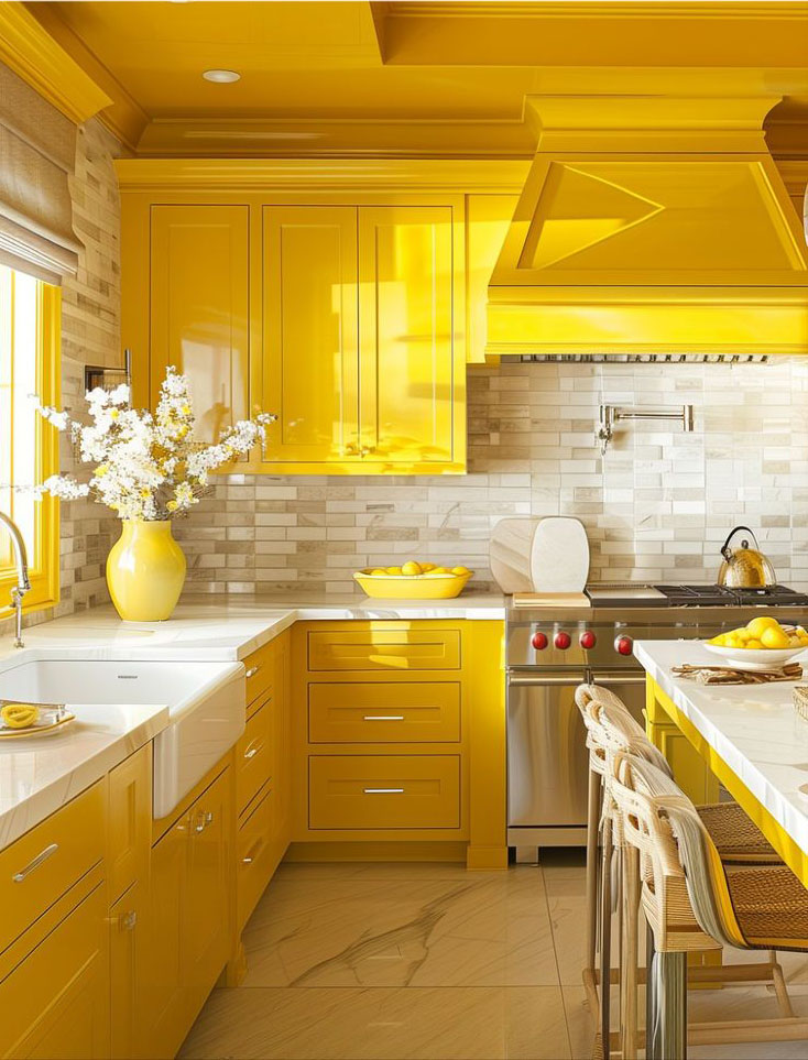 کابینت زرد رنگ